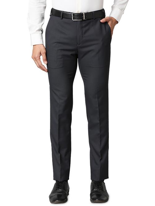 grey solid formal trouser - 18291896 - Very Small Image - 1
