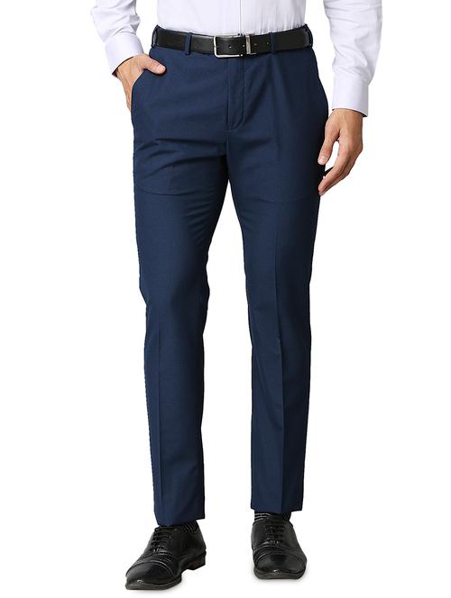 navy-blue solid formal trouser - 18291899 - Very Small Image - 1
