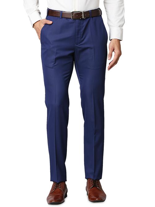 navy-blue solid formal trouser - 18291900 - Very Small Image - 1