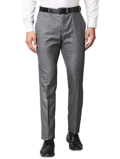 grey solid formal trouser - 18291910 - Very Small Image - 1