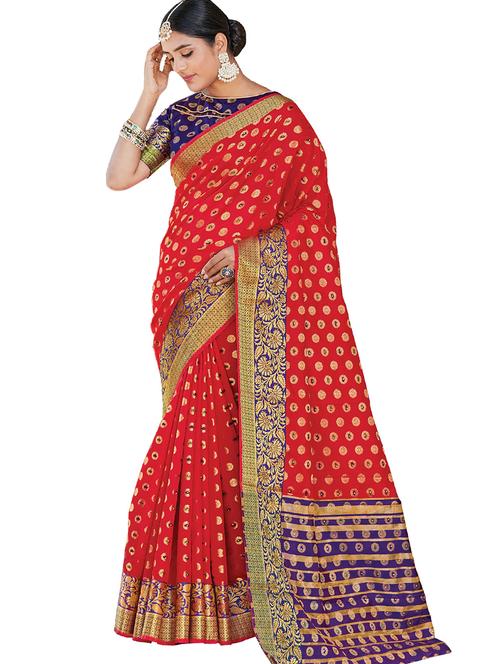 women's self design red colored saree - 18292098 - Very Small Image - 1