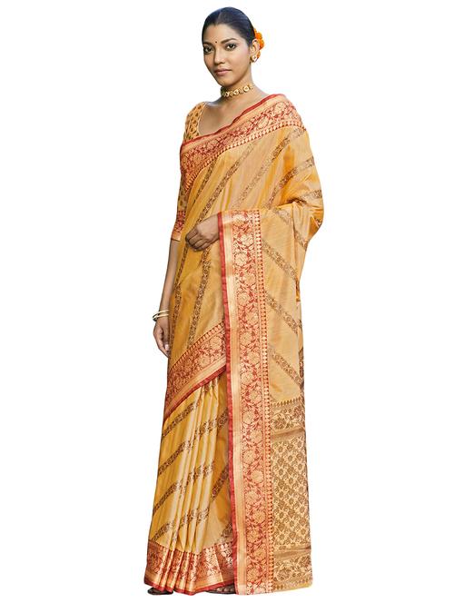 yellow silk saree - 18292159 - Very Small Image - 1