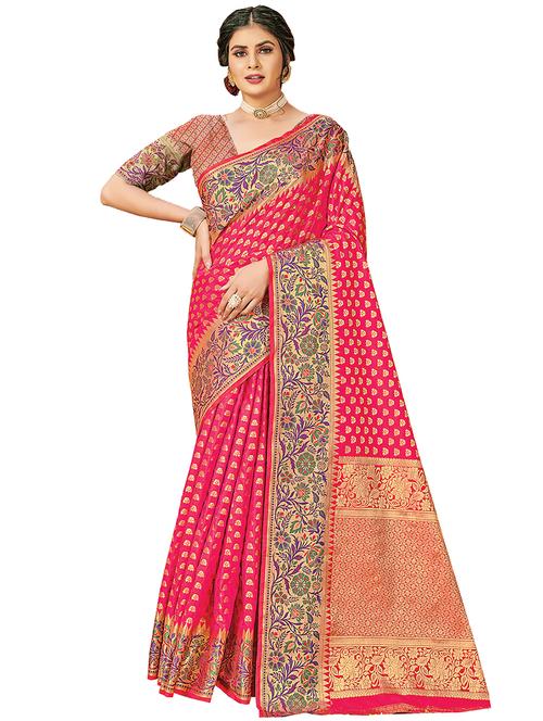 pink silk saree - 18292173 - Very Small Image - 1