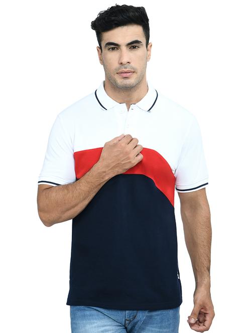 white color block polo t-shirt - 18292374 - Very Small Image - 1