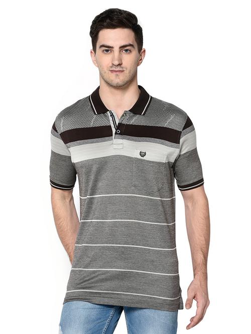 grey striped polo t-shirt - 18292441 - Very Small Image - 1