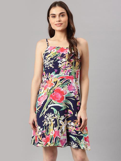 cami neck printed a-line dress - 18292598 - Very Small Image - 1
