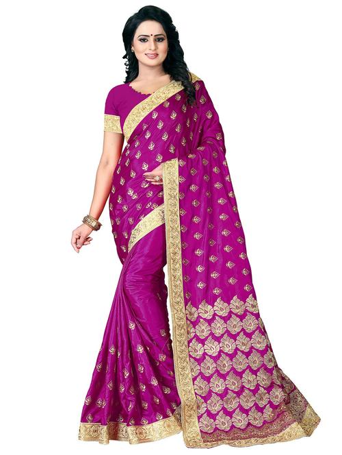 gold bordered embroidered saree with blouse - 18293321 - Very Small Image - 1