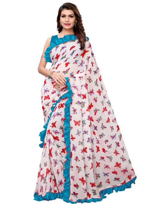 conversational printed saree with blouse - 18293339 - Very Small Image - 1