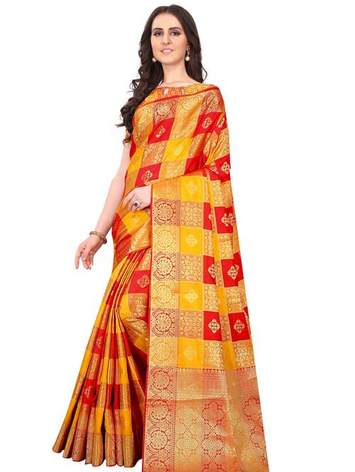 self design woven saree with blouse - 18293360 - Very Small Image - 1