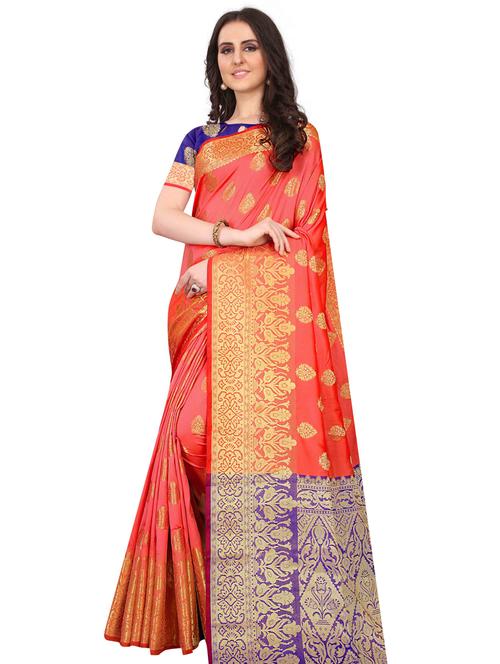 self design woven saree with blouse - 18293361 - Very Small Image - 1