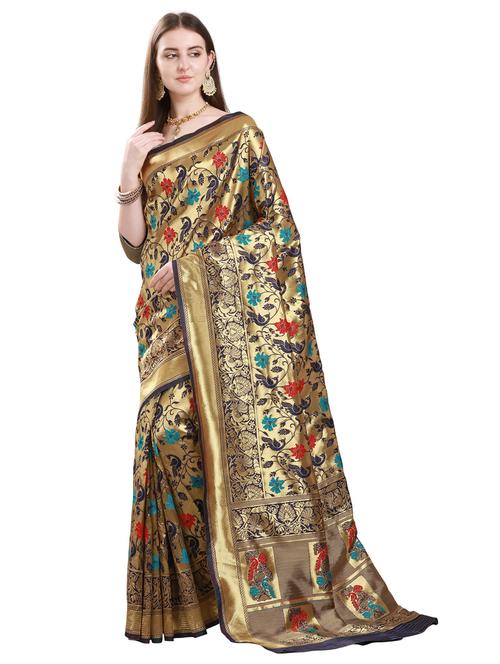 jacquard work woven saree with blouse - 18293365 - Very Small Image - 1