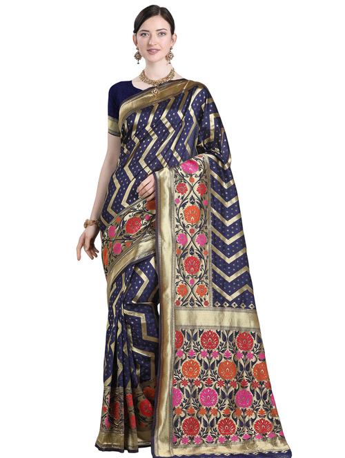 self design woven saree with blouse - 18293373 - Very Small Image - 1
