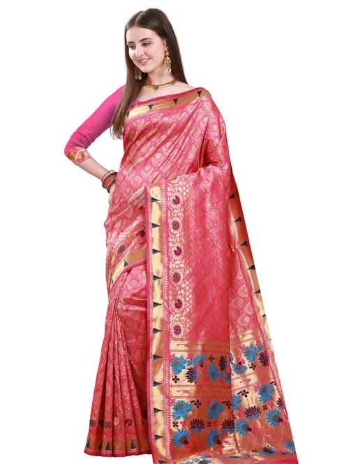 self design woven saree with blouse - 18293380 - Very Small Image - 1