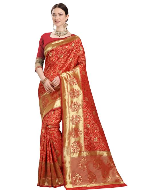 self design woven saree with blouse - 18293393 - Very Small Image - 1