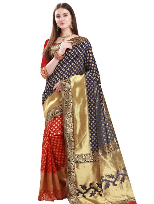 self design woven saree with blouse - 18293398 - Very Small Image - 1