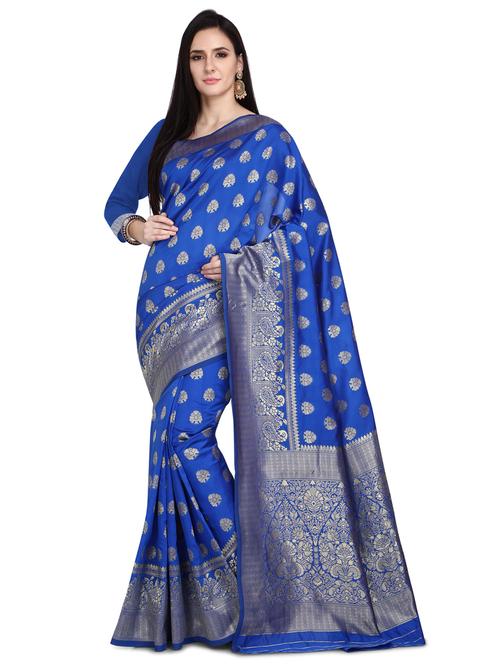 self design woven saree with blouse - 18293432 - Very Small Image - 1