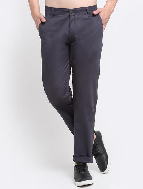 grey solid casual trouser - 18294113 - Very Small Image - 1