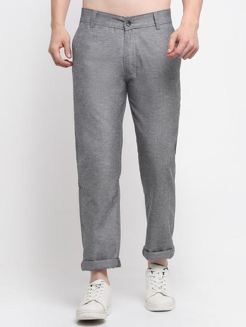 grey textured casual trouser - 18294136 - Very Small Image - 1