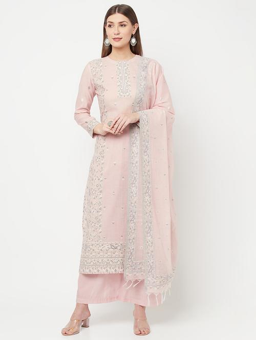 embroidered unstitched palazzo suit set - 18294314 - Very Small Image - 1