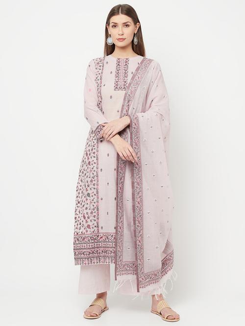 embroidered unstitched palazzo suit set - 18294315 - Very Small Image - 1