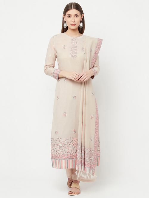 embroidered unstitched palazzo suit set - 18294317 - Very Small Image - 1