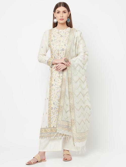 embroidered unstitched palazzo suit set - 18294326 - Very Small Image - 1