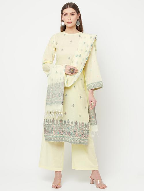 embroidered unstitched palazzo suit set - 18294329 - Very Small Image - 1