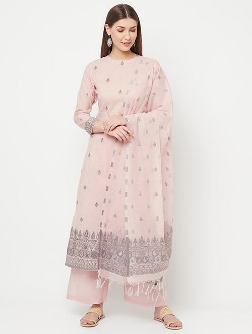 embroidered unstitched palazzo suit set - 18294330 - Very Small Image - 1