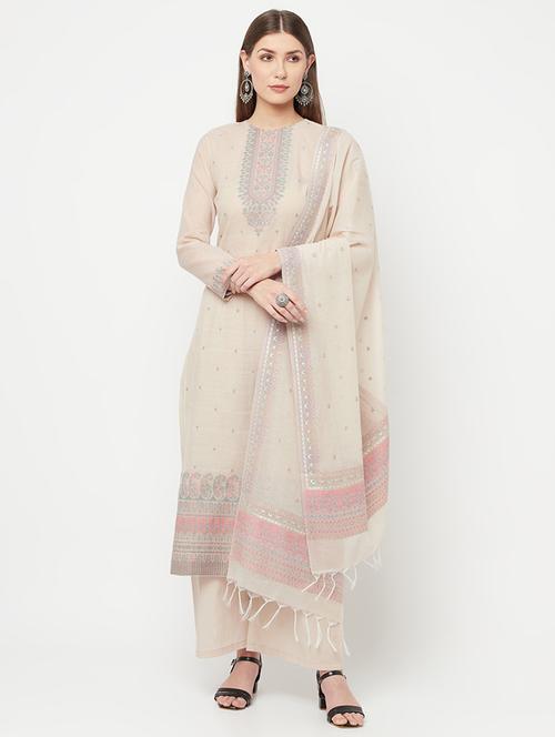 embroidered unstitched palazzo suit set - 18294340 - Very Small Image - 1
