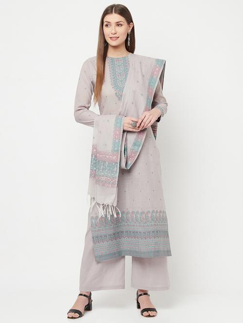embroidered unstitched palazzo suit set - 18294341 - Very Small Image - 1