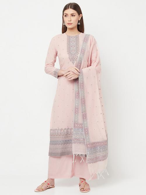 embroidered unstitched palazzo suit set - 18294343 - Very Small Image - 1