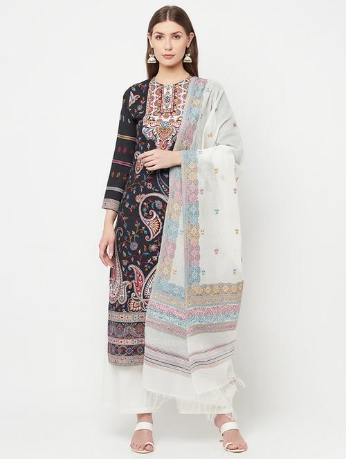 embroidered unstitched palazzo suit set - 18294350 - Very Small Image - 1