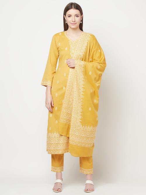 embroidered unstitched palazzo suit set - 18294355 - Very Small Image - 1