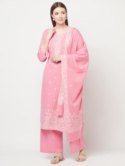 embroidered unstitched palazzo suit set - 18294357 - Very Small Image - 1