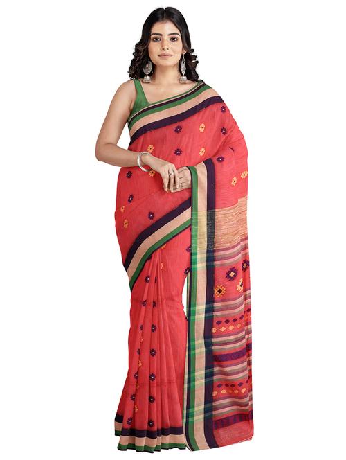 red handloom saree - 18294373 - Very Small Image - 1