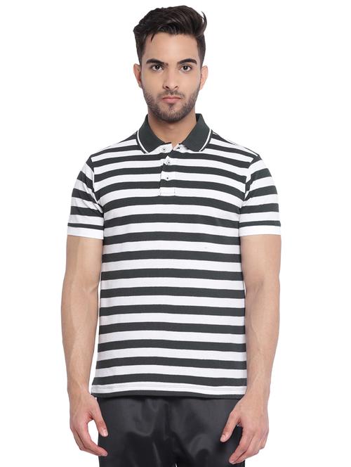 olive-green striped polo t-shirt - 18294418 - Very Small Image - 1