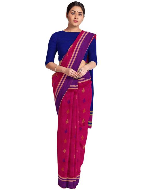 pink cotton handloom saree - 18294422 - Very Small Image - 1
