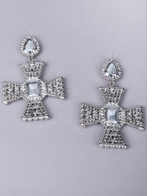 silver metal drop earring - 18294692 - Very Small Image - 1