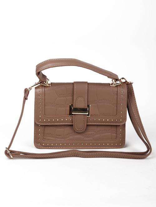 brown solid regular sling bag - 18294722 - Very Small Image - 1