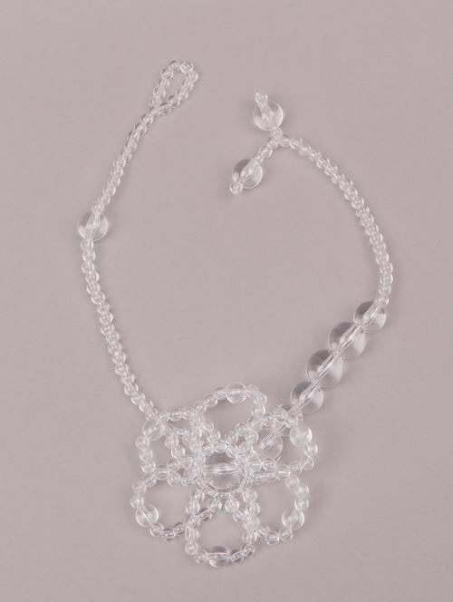 clear beaded necklace with a floral design - 18294739 - Very Small Image - 1