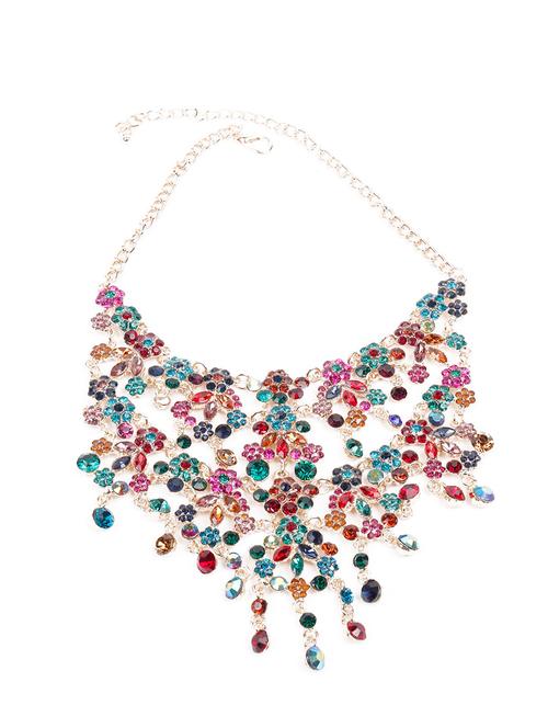 dropping multicolour gemstones necklace - 18294744 - Very Small Image - 1