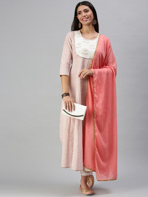 women printed kurta pant set with dupatta - 18294897 - Very Small Image - 1
