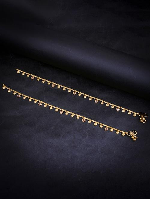 gold brass anklets and payal - 18295032 - Very Small Image - 1