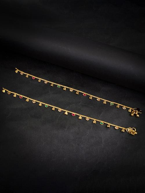 gold brass anklets and payal - 18295034 - Very Small Image - 1