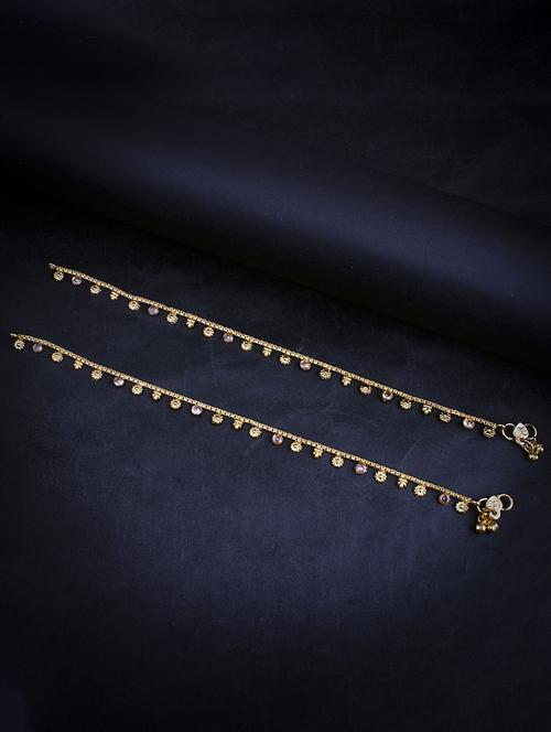 gold brass anklets and payal - 18295036 - Very Small Image - 1