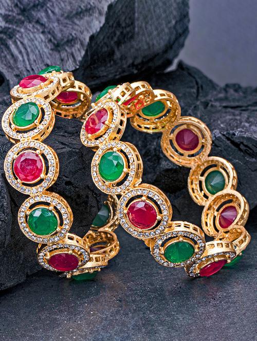 set of 2 multi colored metal bangle - 18295106 - Very Small Image - 1