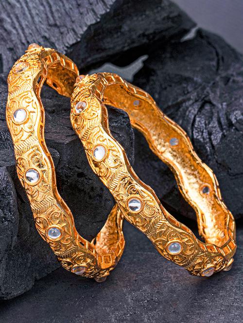 set of 2 gold metal bangle - 18295114 - Very Small Image - 1