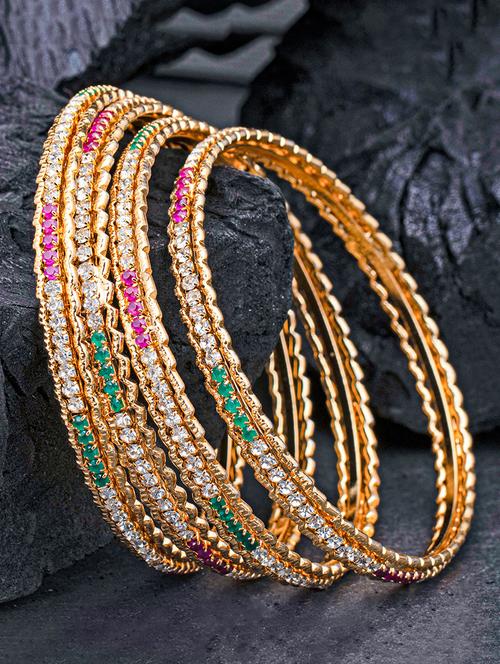set of 4 multi colored metal bangle - 18295121 - Very Small Image - 1