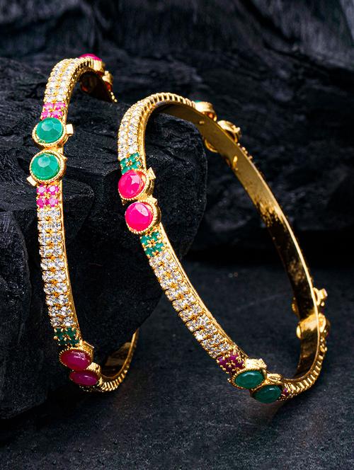 set of 2 multi colored metal bangle - 18295175 - Very Small Image - 1