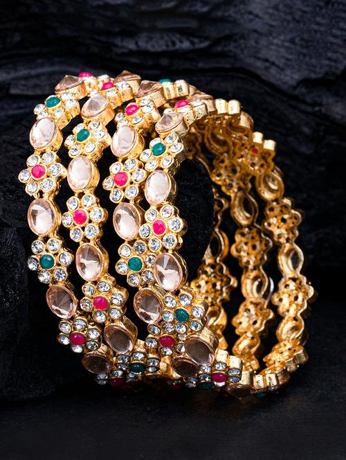 set of 4 multi colored metal bangle - 18295184 - Very Small Image - 1